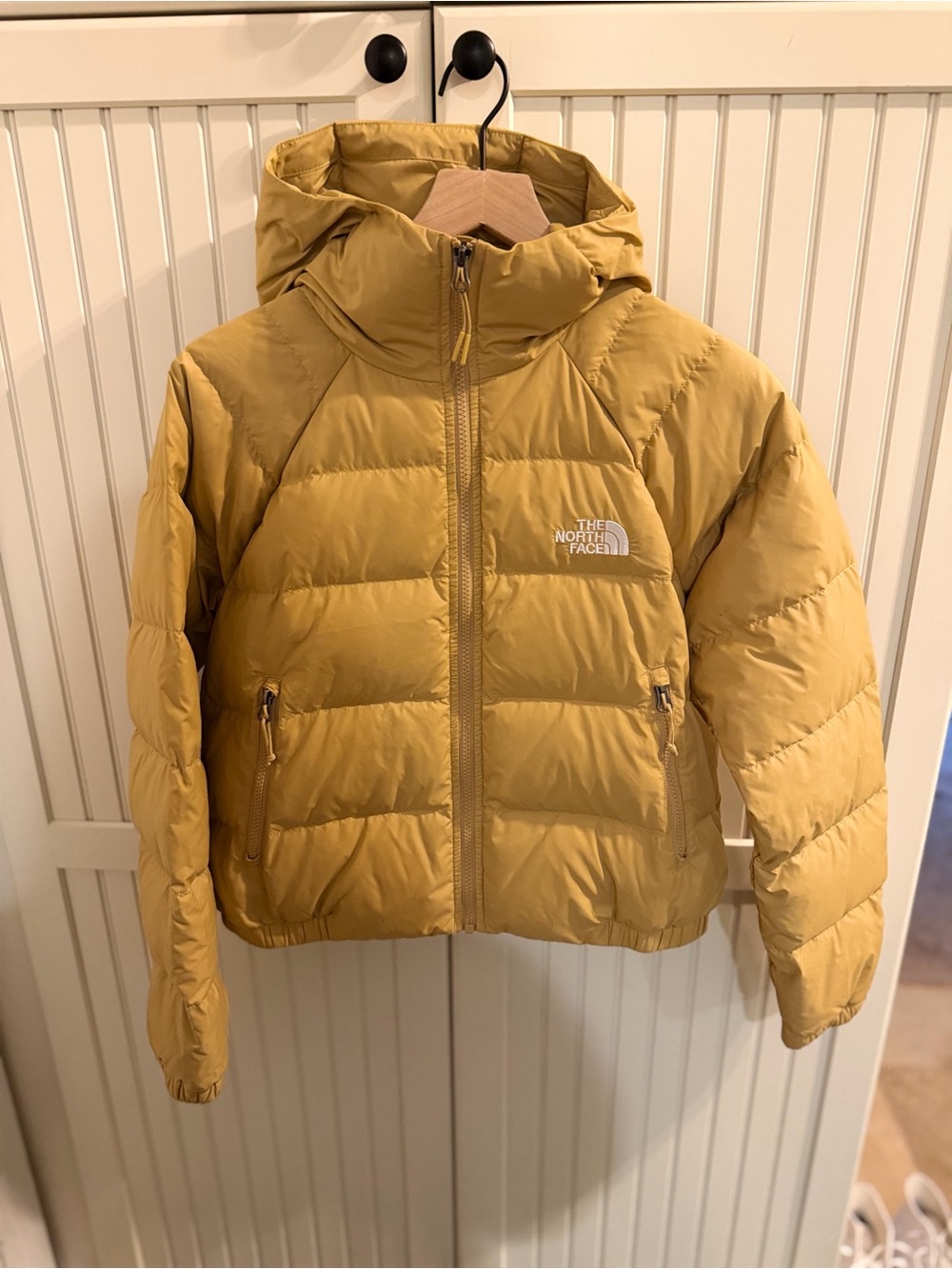 The North Face Women's Hooded Puffer Jacket in Mustard Yellow
